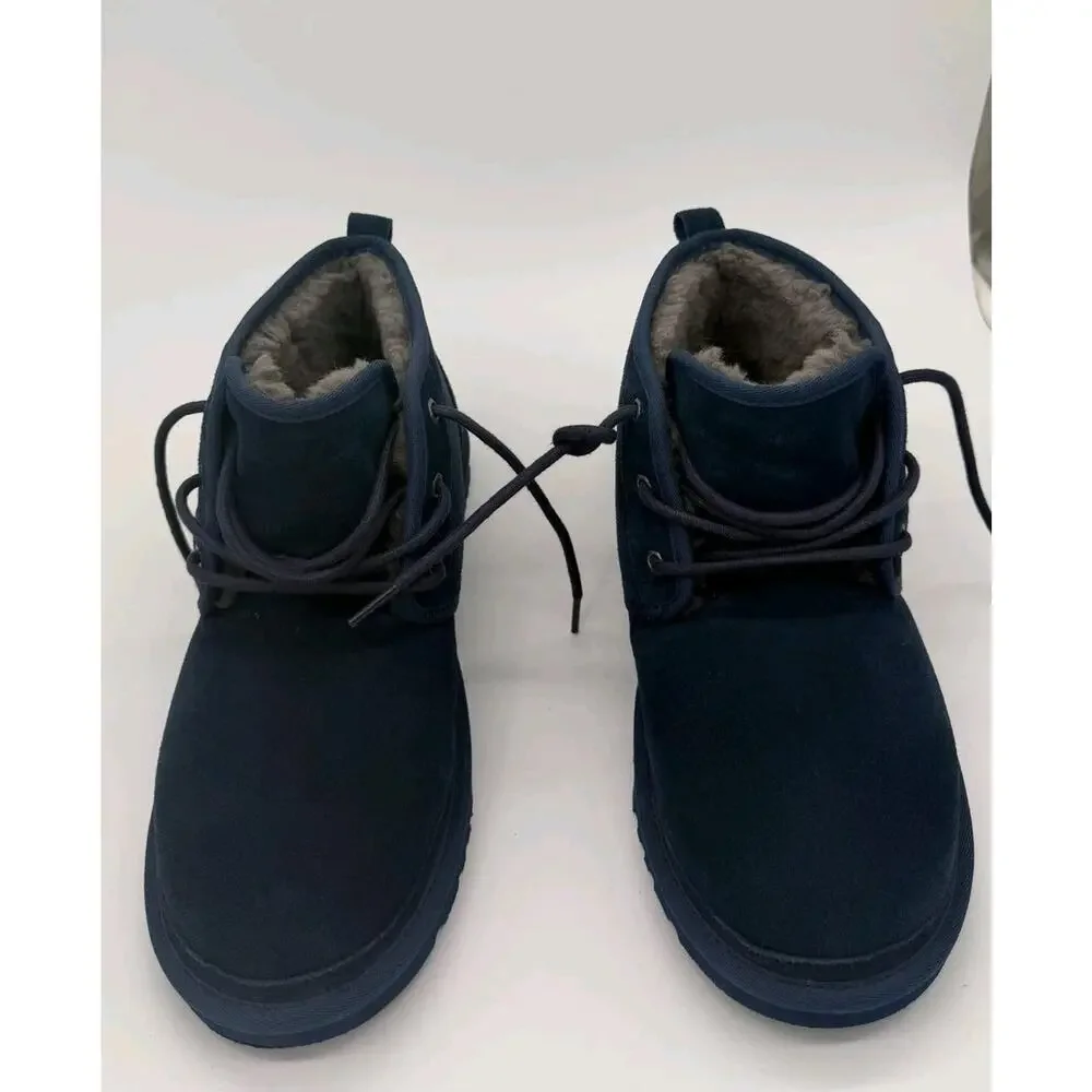 UGG Boots Mens Size 10 Blue Suede Chukka Wool Lined Ankle Winter Casual